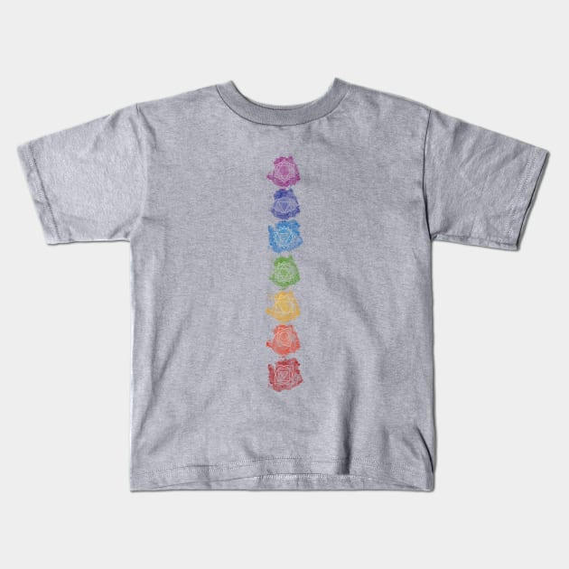 Watercolor Seven Chakras Healing Kids T-Shirt by Bluepress